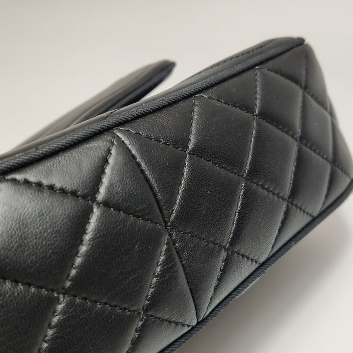 Chanel Scallop Quilted Pagoda Flap Bag Medium Black Lambskin Gold Hardware