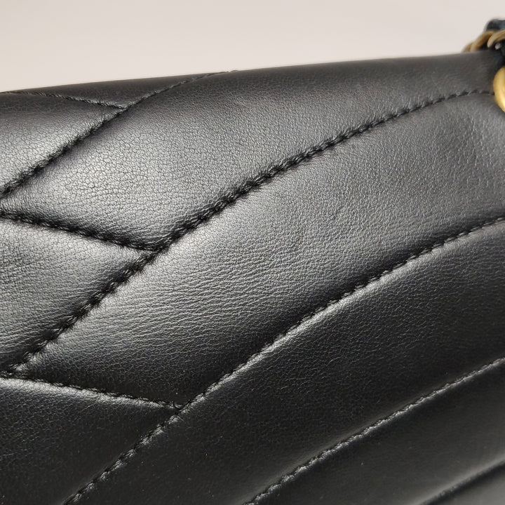 Chanel Scallop Quilted Pagoda Flap Bag Medium Black Lambskin Gold Hardware