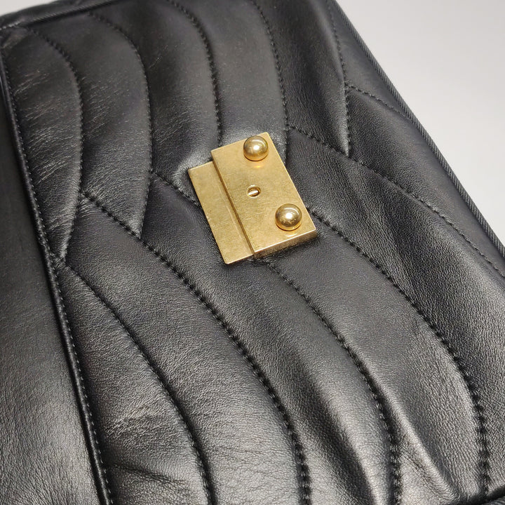 Chanel Scallop Quilted Pagoda Flap Bag Medium Black Lambskin Gold Hardware