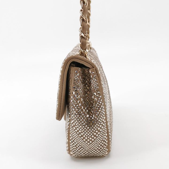 Chanel 2015 Swarovski Crystals Classic Square Mini Flap Bag Beige Gold Hardware (2017 – 2018)