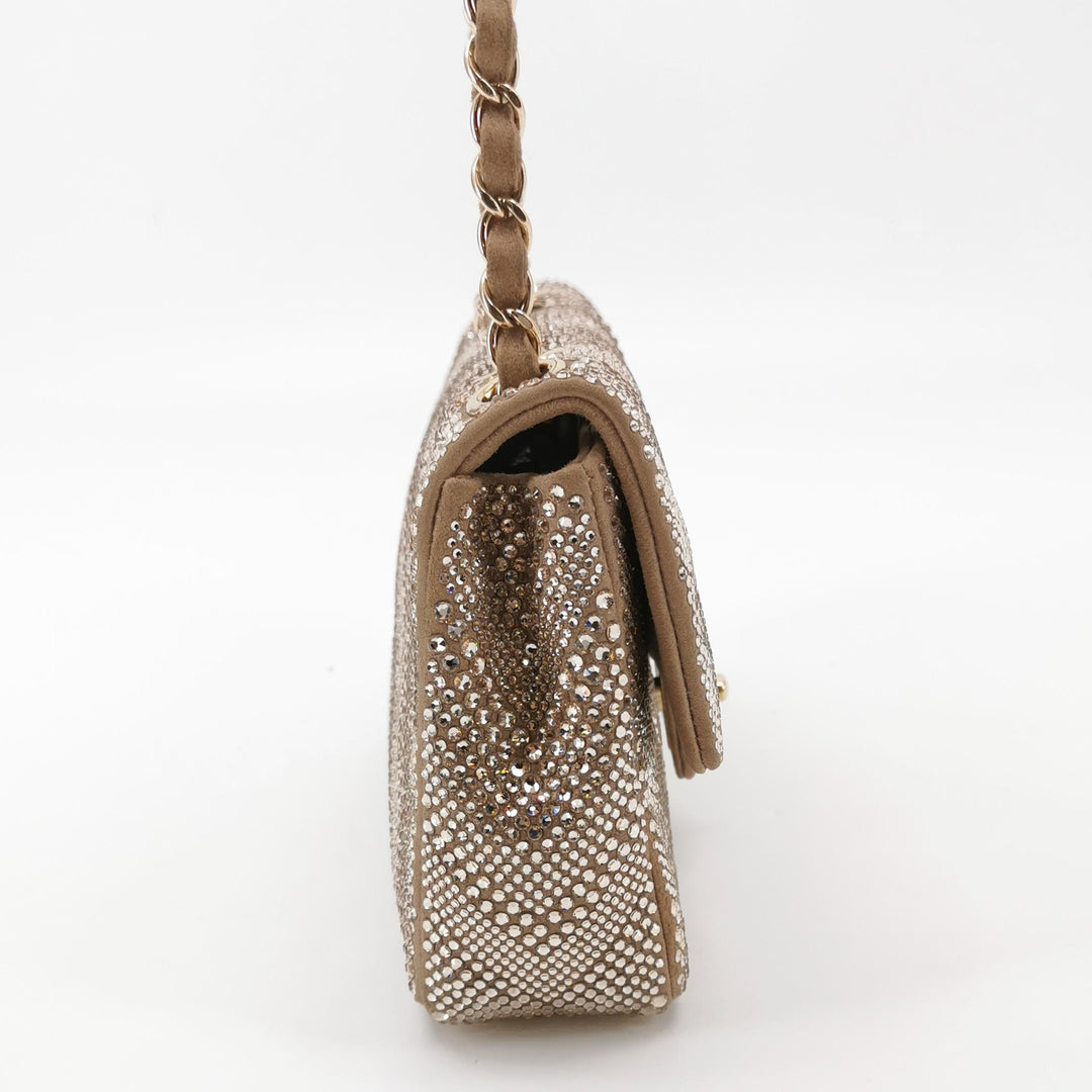 Chanel 2015 Swarovski Crystals Classic Square Mini Flap Bag Beige Gold Hardware (2017 – 2018)