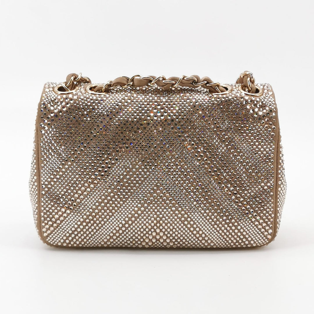 Chanel 2015 Swarovski Crystals Classic Square Mini Flap Bag Beige Gold Hardware (2017 – 2018)