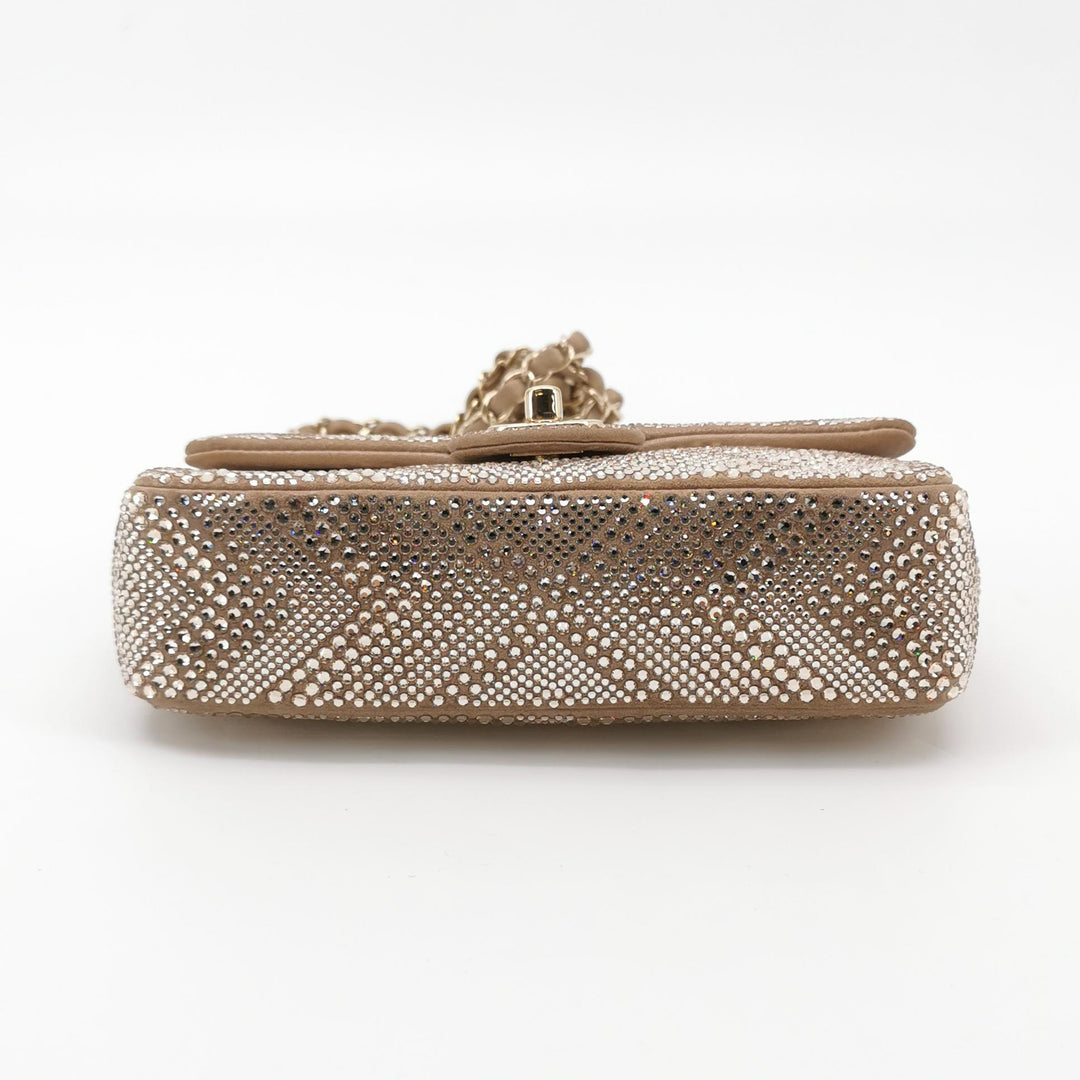 Chanel 2015 Swarovski Crystals Classic Square Mini Flap Bag Beige Gold Hardware (2017 – 2018)