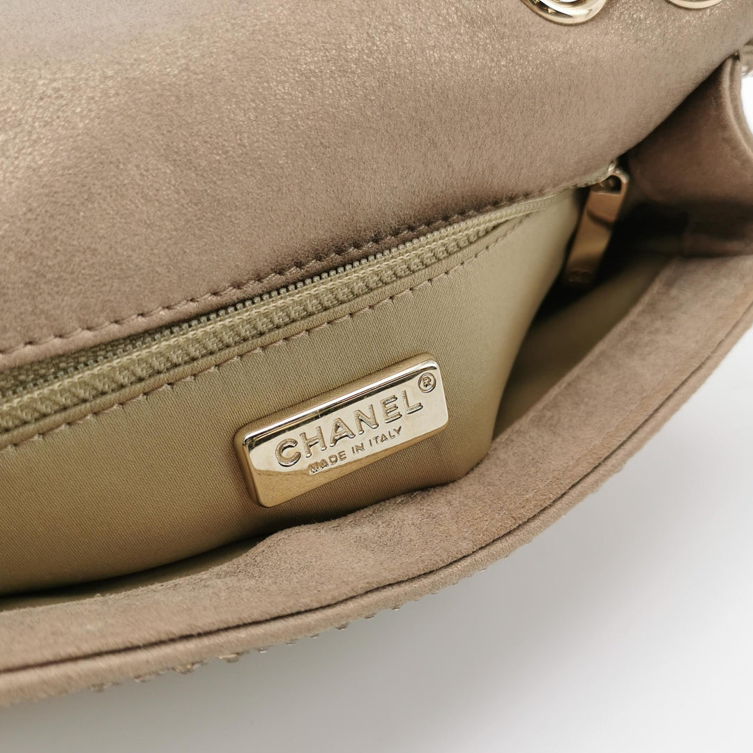 Chanel 2015 Swarovski Crystals Classic Square Mini Flap Bag Beige Gold Hardware (2017 – 2018)