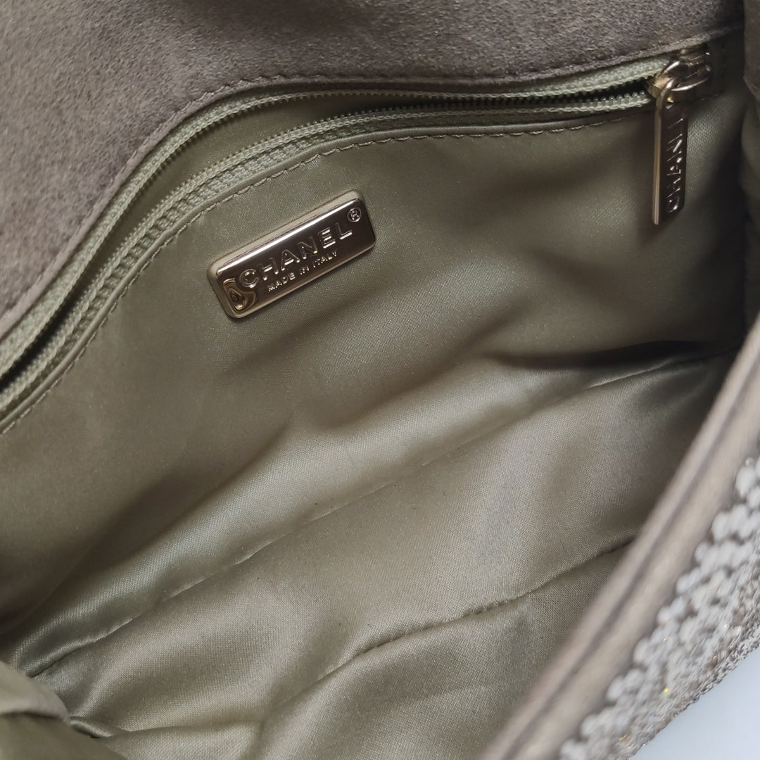 Chanel 2015 Swarovski Crystals Classic Square Mini Flap Bag Beige Gold Hardware (2017 – 2018)