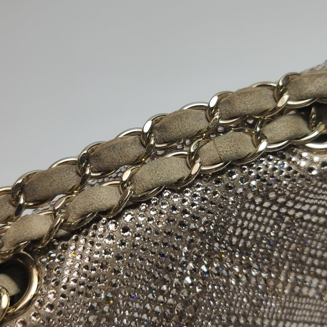Chanel 2015 Swarovski Crystals Classic Square Mini Flap Bag Beige Gold Hardware (2017 – 2018)