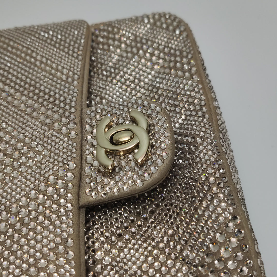 Chanel 2015 Swarovski Crystals Classic Square Mini Flap Bag Beige Gold Hardware (2017 – 2018)