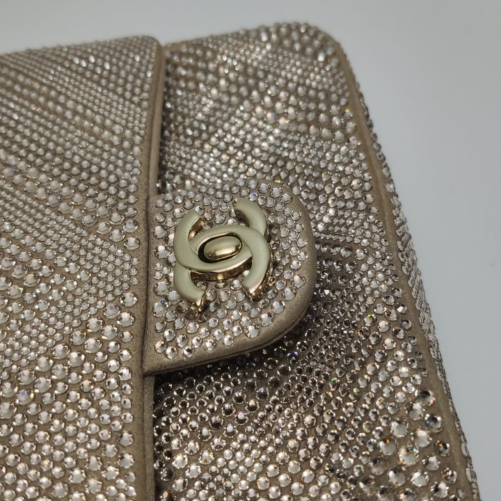 Chanel 2015 Swarovski Crystals Classic Square Mini Flap Bag Beige Gold Hardware (2017 – 2018)