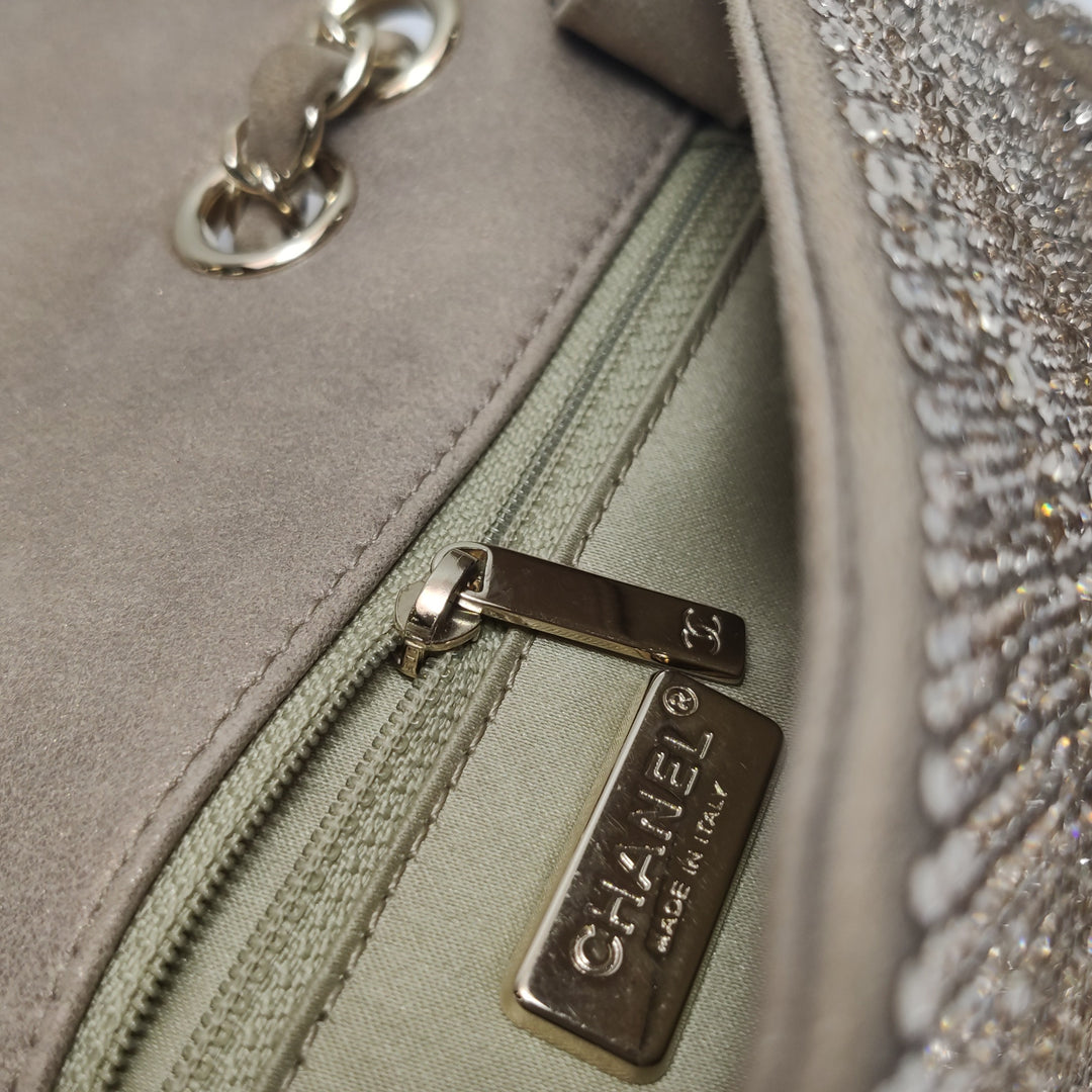Chanel 2015 Swarovski Crystals Classic Square Mini Flap Bag Beige Gold Hardware (2017 – 2018)
