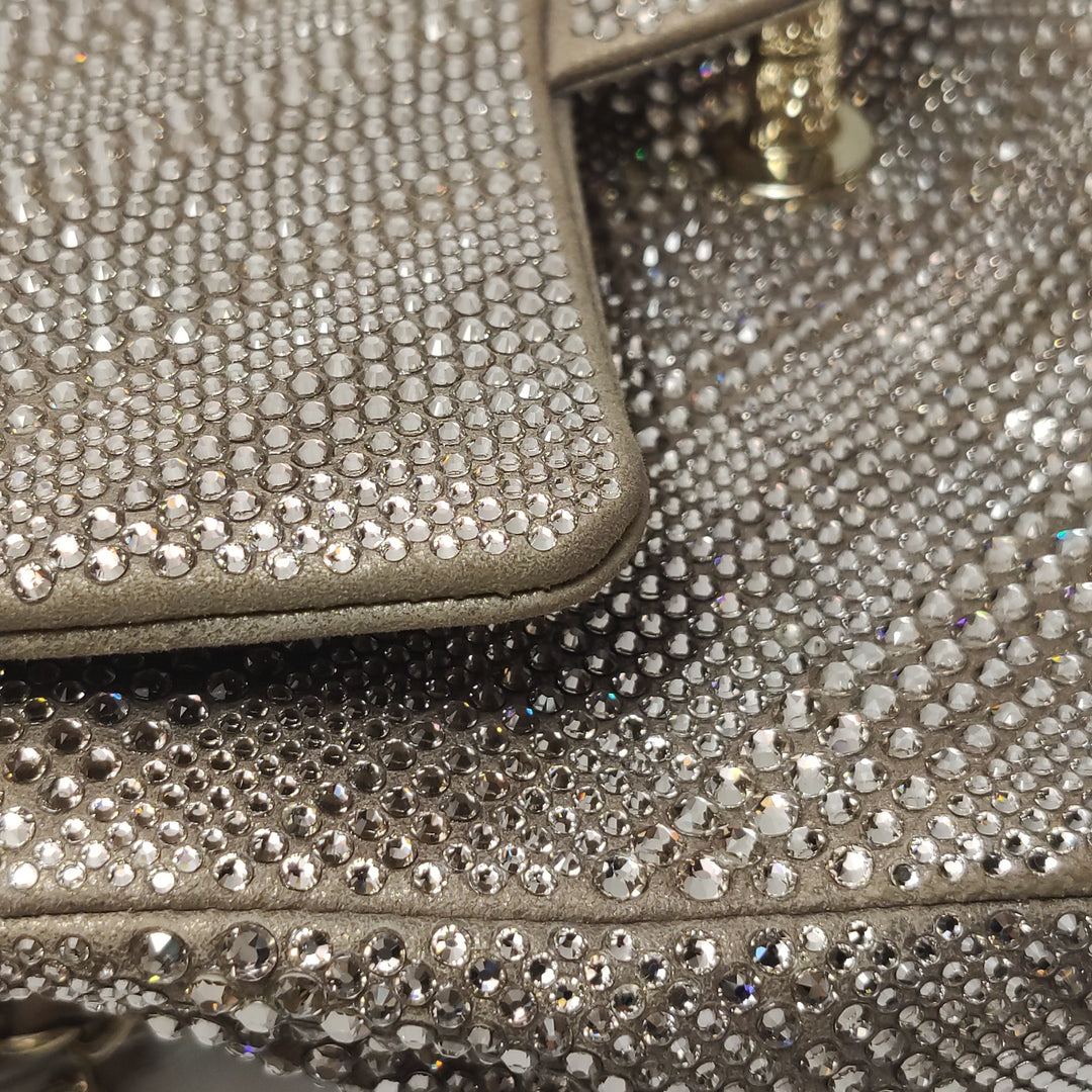 Chanel 2015 Swarovski Crystals Classic Square Mini Flap Bag Beige Gold Hardware (2017 – 2018)