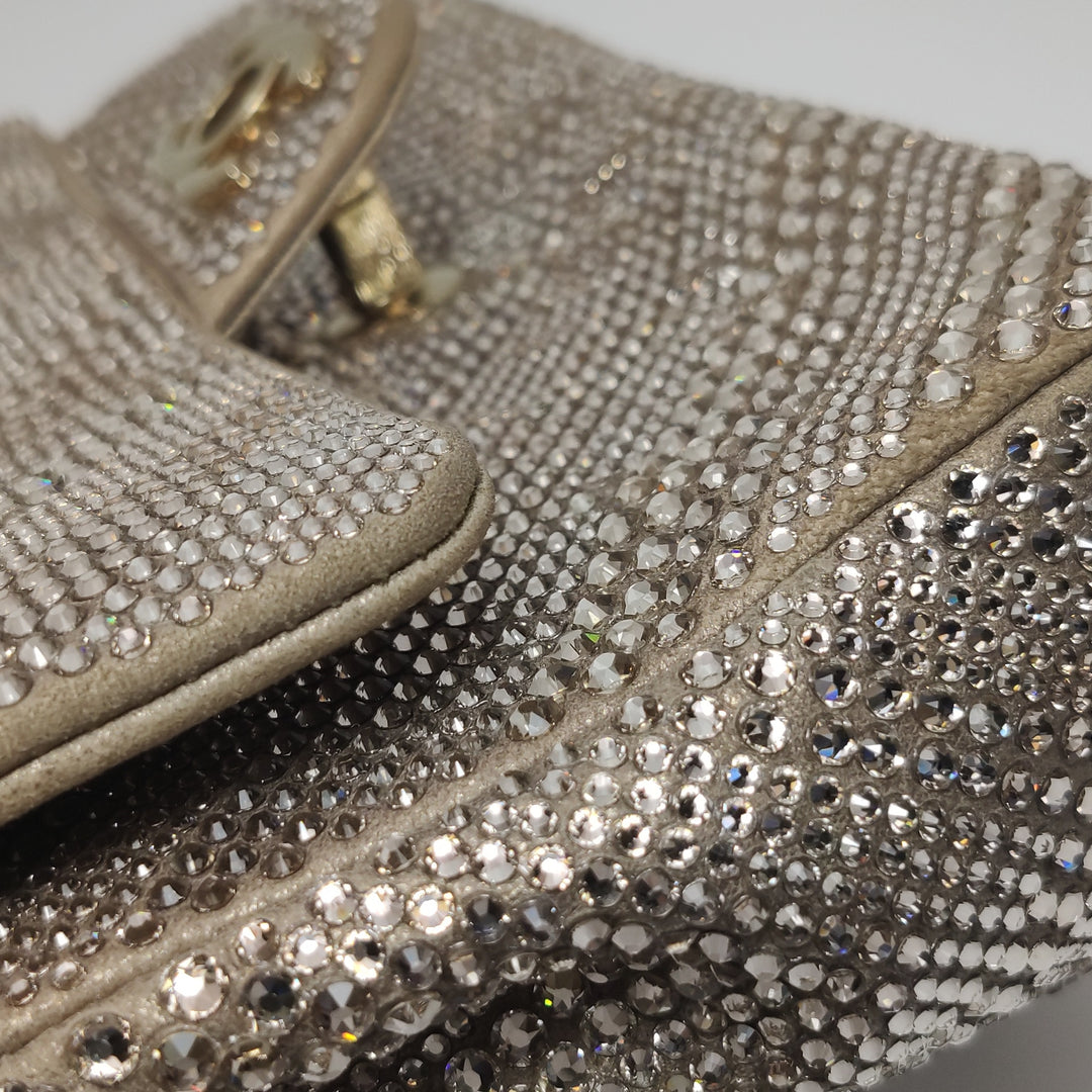 Chanel 2015 Swarovski Crystals Classic Square Mini Flap Bag Beige Gold Hardware (2017 – 2018)