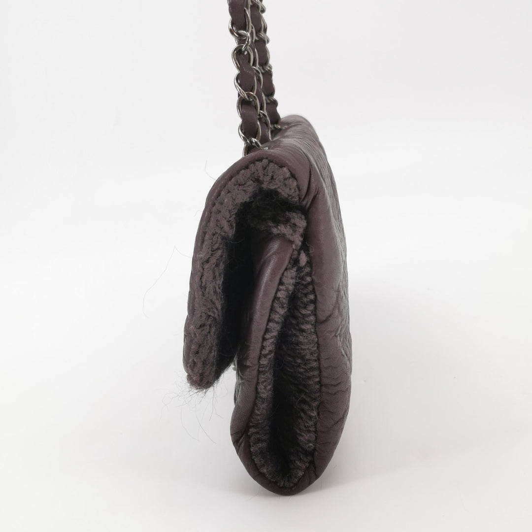 Chanel Chic Knit Flap Bag Medium Sheepskin and Wool Purple Ruthenium Hardware