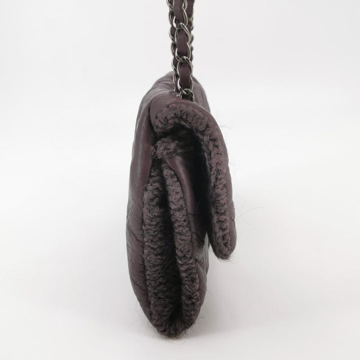 Chanel Chic Knit Flap Bag Medium Sheepskin and Wool Purple Ruthenium Hardware