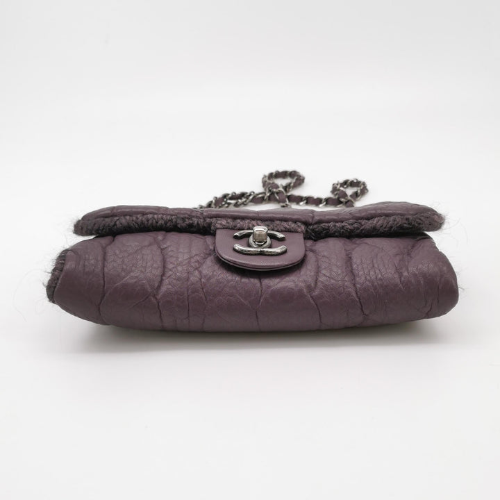 Chanel Chic Knit Flap Bag Medium Sheepskin and Wool Purple Ruthenium Hardware