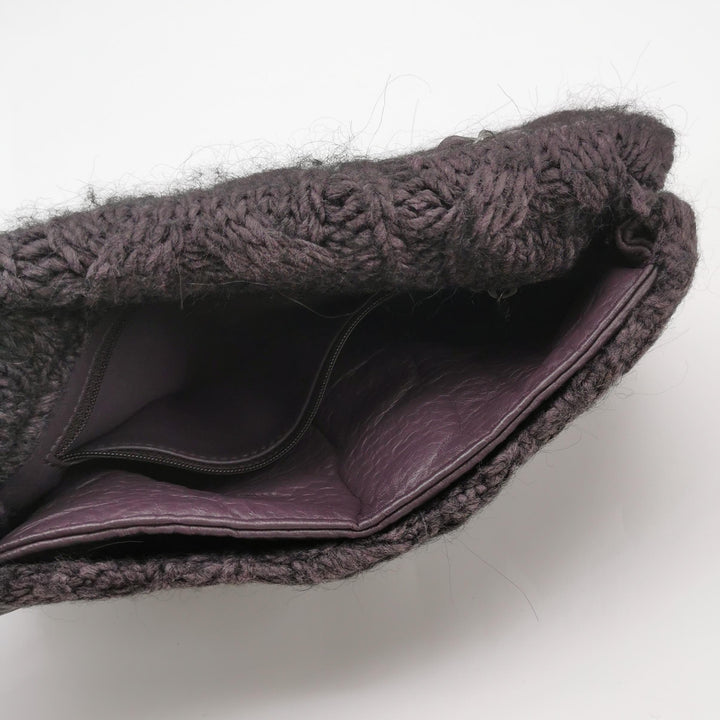 Chanel Chic Knit Flap Bag Medium Sheepskin and Wool Purple Ruthenium Hardware