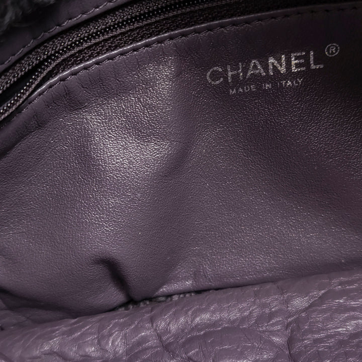 Chanel Chic Knit Flap Bag Medium Sheepskin and Wool Purple Ruthenium Hardware