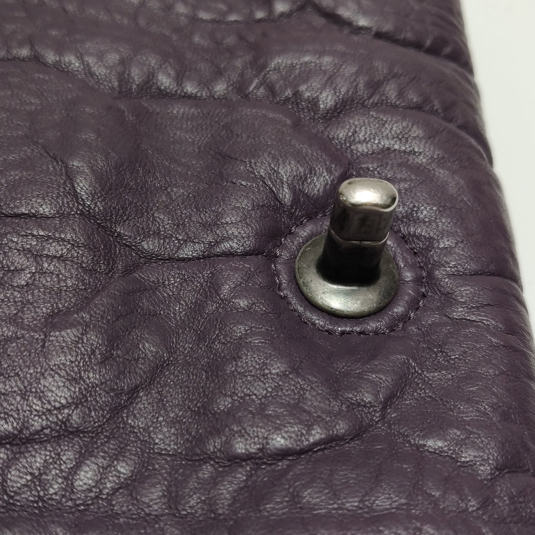 Chanel Chic Knit Flap Bag Medium Sheepskin and Wool Purple Ruthenium Hardware