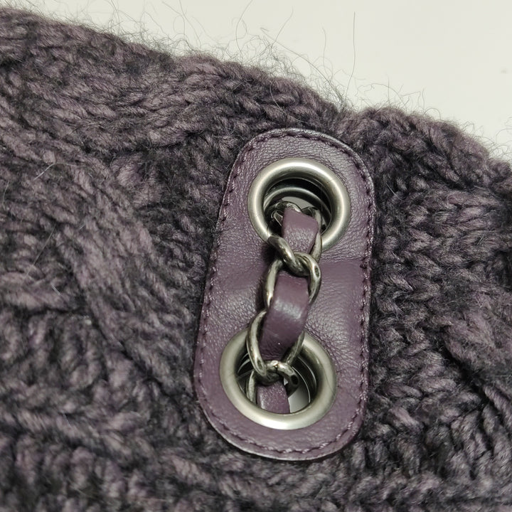 Chanel Chic Knit Flap Bag Medium Sheepskin and Wool Purple Ruthenium Hardware