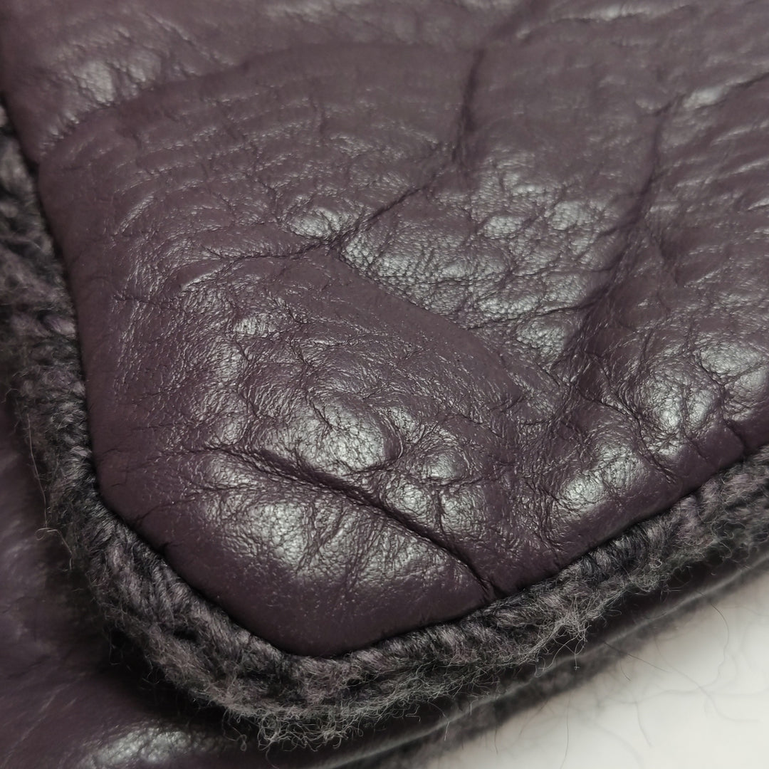 Chanel Chic Knit Flap Bag Medium Sheepskin and Wool Purple Ruthenium Hardware