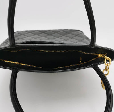 Chanel *Vintage* Medallion Tote Bag in Black Lambskin Leather with Gold Hardware 2000 - 2002