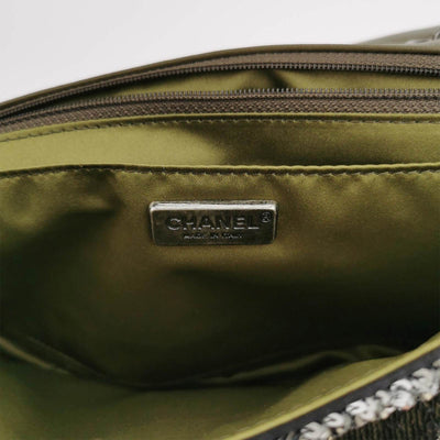 Chanel *Limited Edition* Green Sequin Coco Cuba Medium Flap Bag Ruthenium Hardware