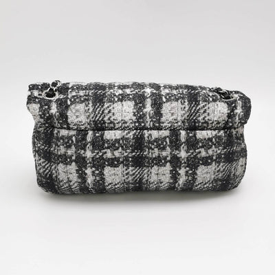 Chanel Black/White Vertical Quilted Tweed Print Soft Shell Flap Bag