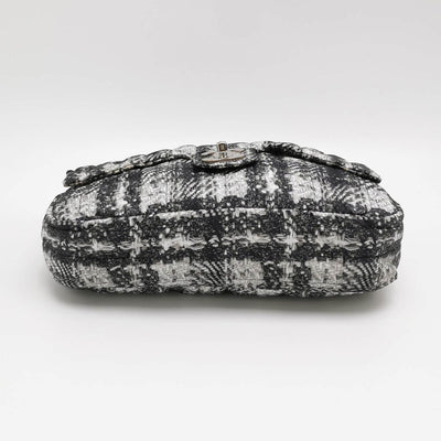 Chanel Black/White Vertical Quilted Tweed Print Soft Shell Flap Bag