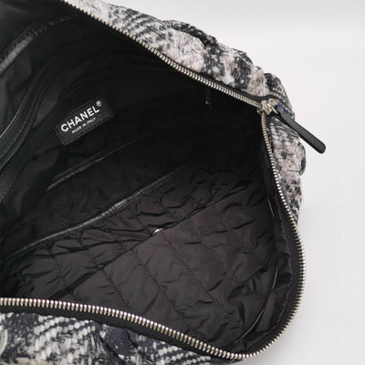 Chanel Black/White Vertical Quilted Tweed Print Soft Shell Flap Bag