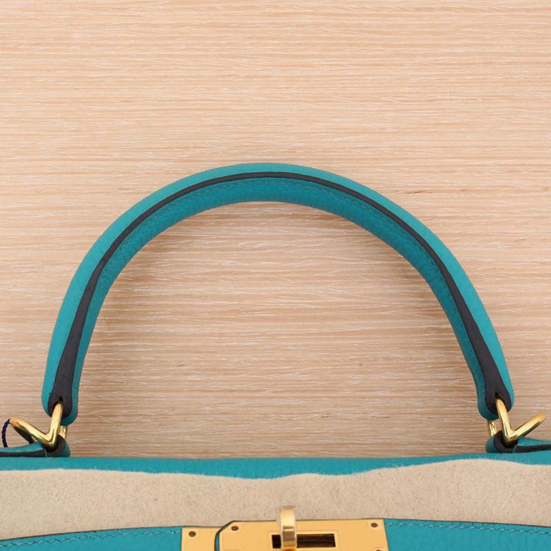 Hermès Kelly 28 7F Blue Paon Togo Leather X Stamp Gold Hardware 2016