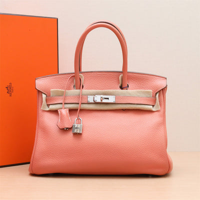 Hermès Birkin 30 L5 Crevette Tourillon Clemence Leather Square Q 2013 Silver Hardware