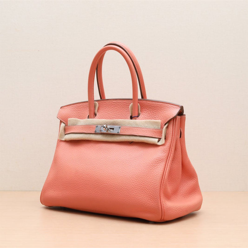 Hermès Birkin 30 L5 Crevette Tourillon Clemence Leather Square Q 2013 Silver Hardware