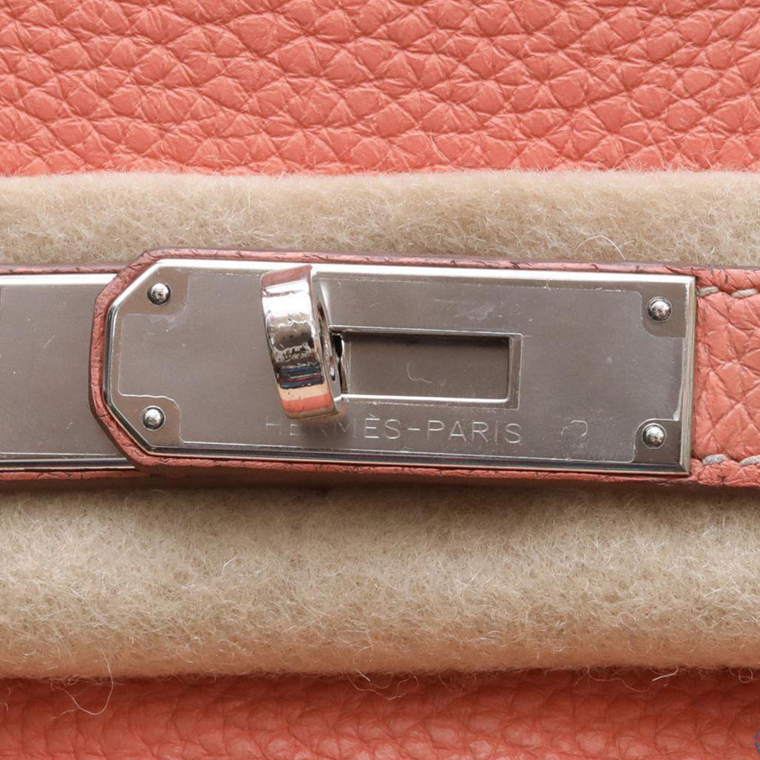 Hermès Birkin 30 L5 Crevette Tourillon Clemence Leather Square Q 2013 Silver Hardware