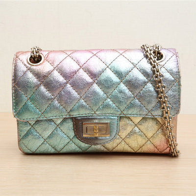 Chanel Rainbow Reissue 2.55 Flap Bag Quilted Multicolour Metallic Goatskin Mini 20cm 2021