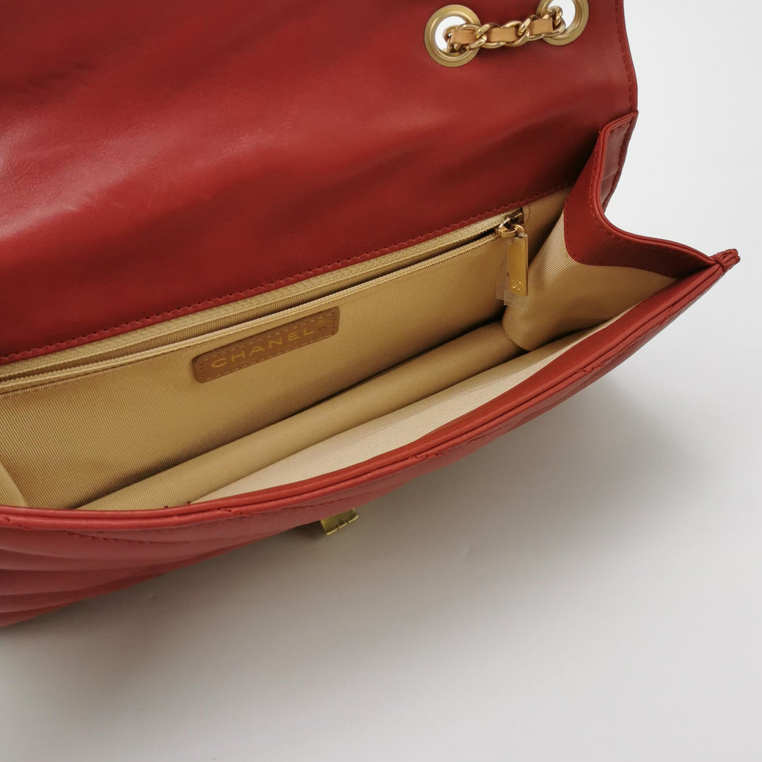 Chanel Gabrielle Flap Bag Red Leather