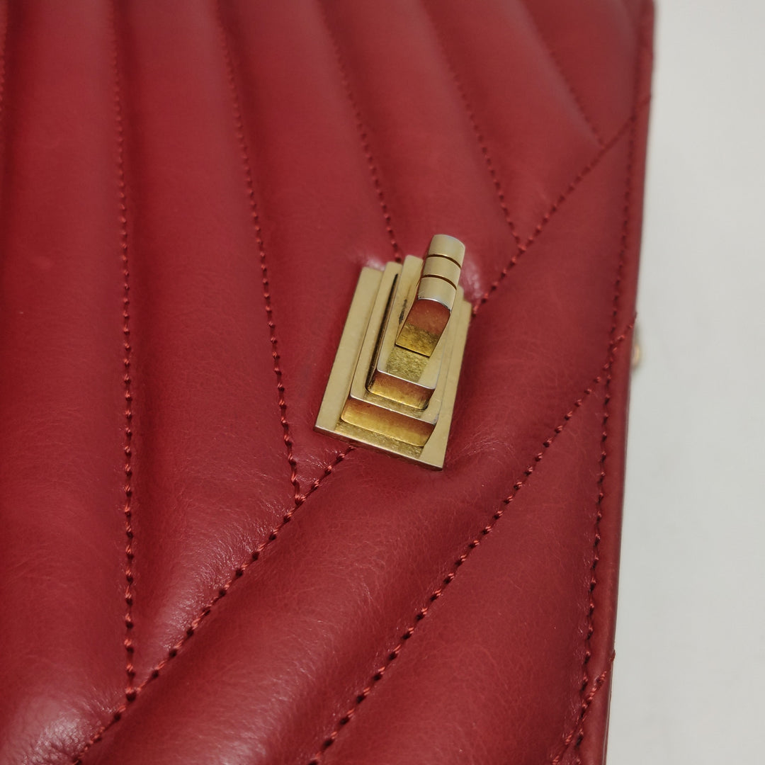 Chanel Gabrielle Flap Bag Red Leather
