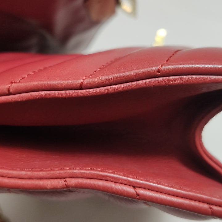 Chanel Gabrielle Flap Bag Red Leather