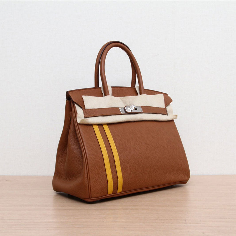 Hermès Gold Togo and Ambre Swift Birkin Officier 30 Palladium Hardware