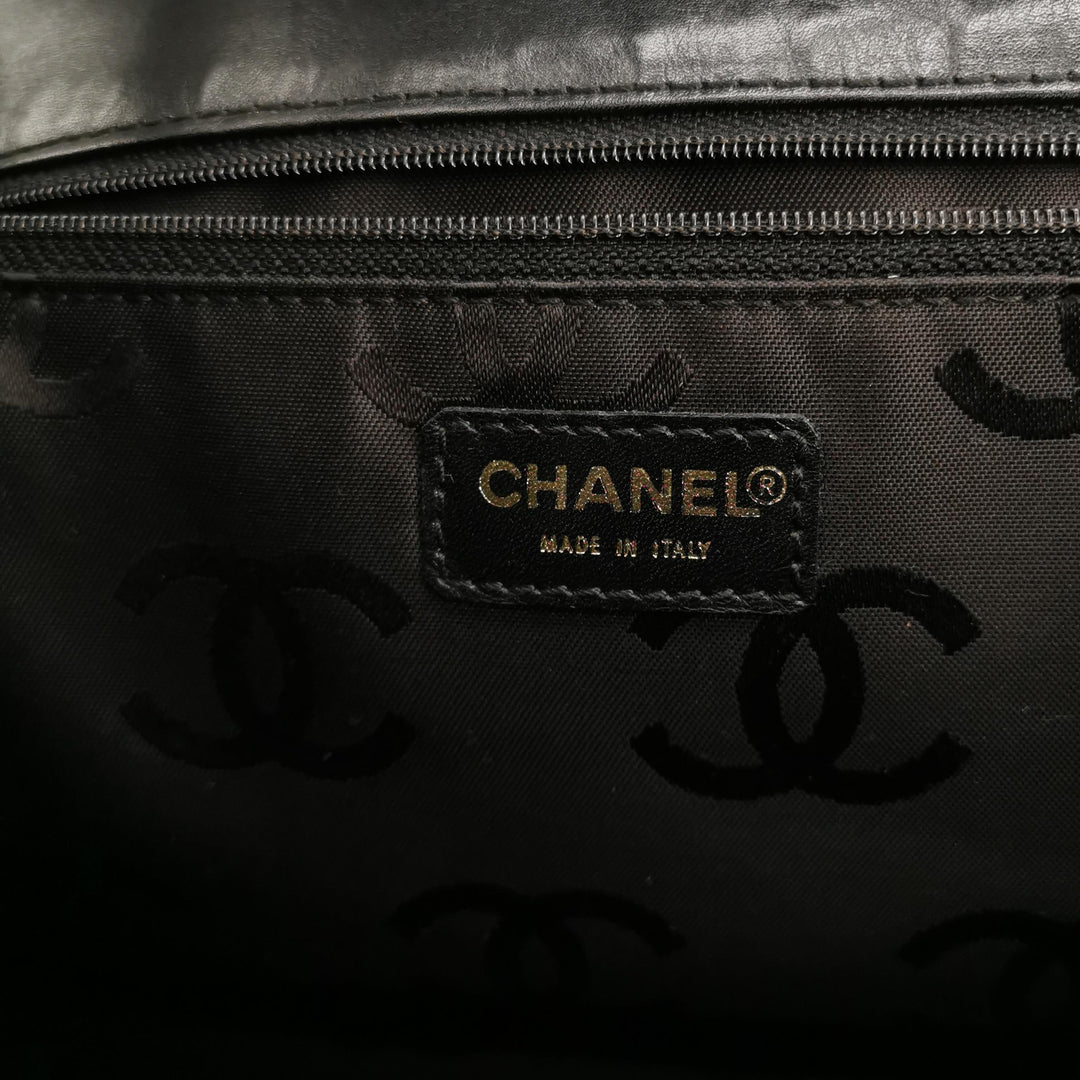 Chanel Wild Stitch Surpique Flap Bag Medium Black Quilted Calfskin Gold Hardware
