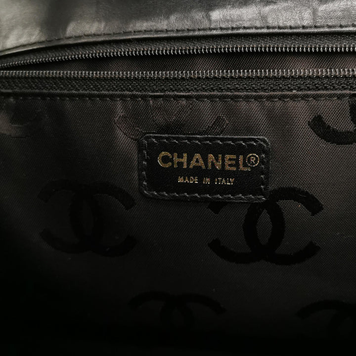 Chanel Wild Stitch Surpique Flap Bag Medium Black Quilted Calfskin Gold Hardware