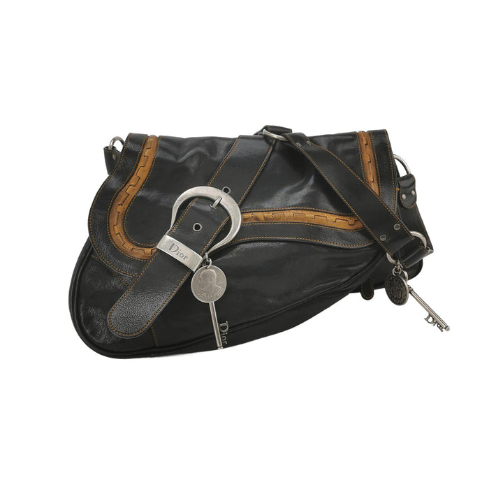 Dior Calfskin Gaucho Double Saddle Bag Black