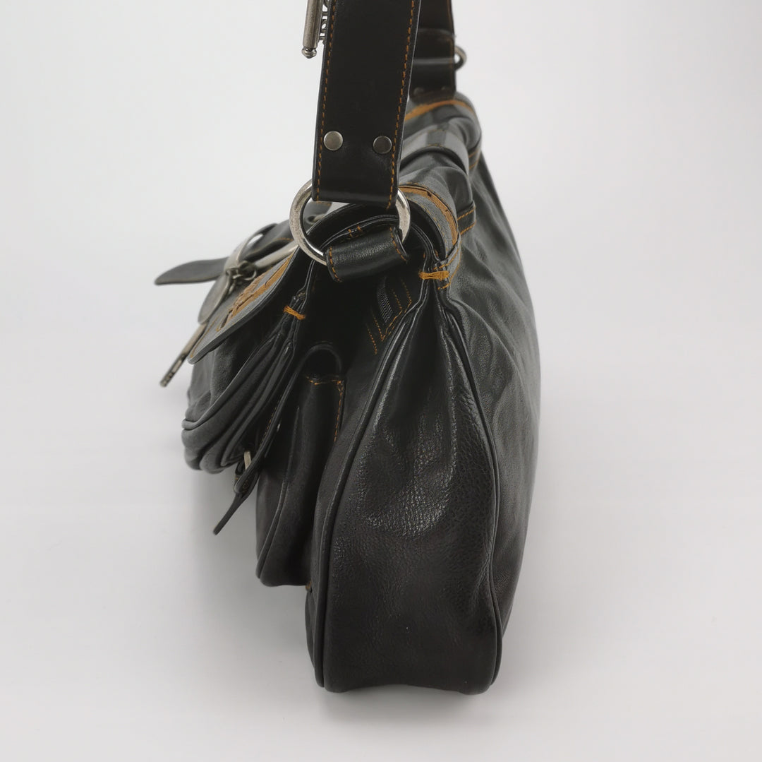 Dior Calfskin Gaucho Double Saddle Bag Black