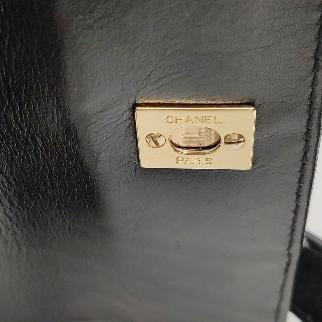 Chanel Wild Stitch Surpique Flap Bag Medium Black Quilted Calfskin Gold Hardware