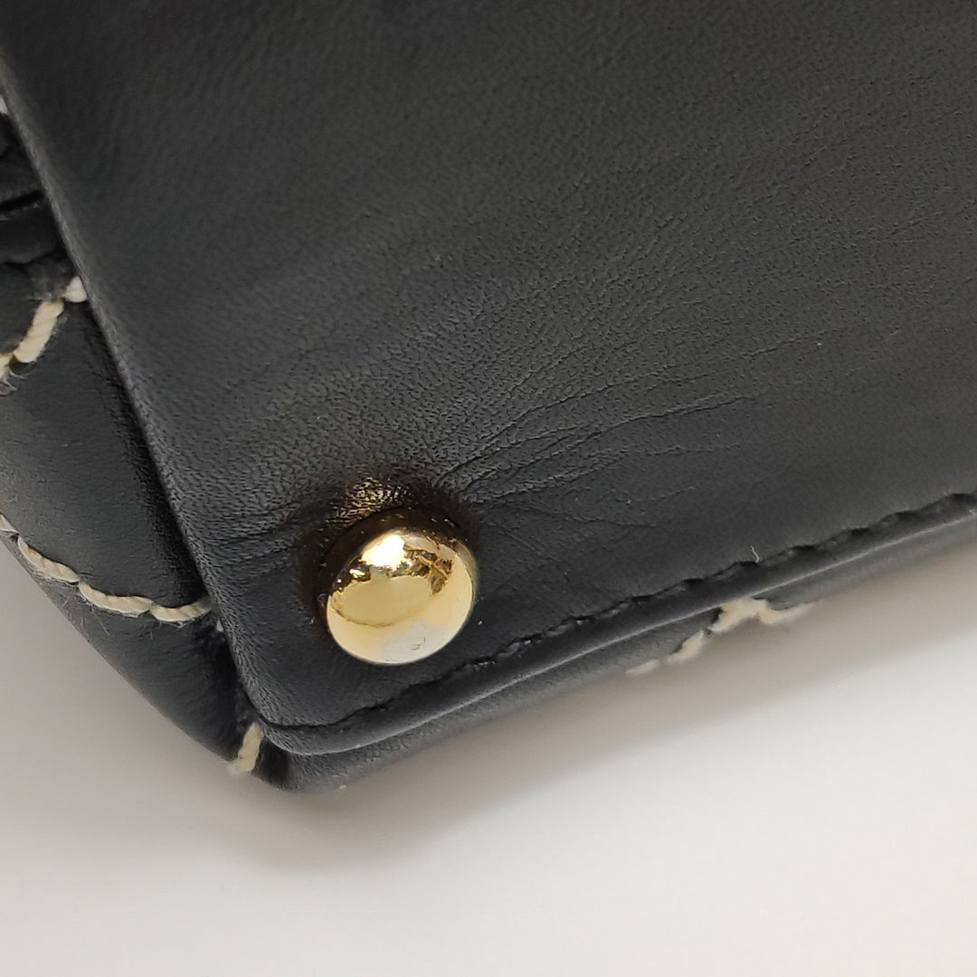 Chanel Wild Stitch Surpique Flap Bag Medium Black Quilted Calfskin Gold Hardware