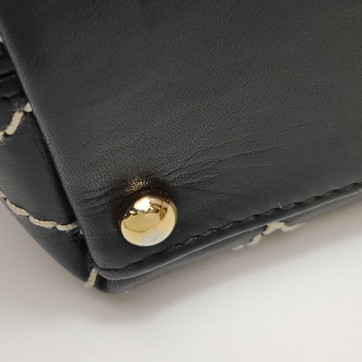 Chanel Wild Stitch Surpique Flap Bag Medium Black Quilted Calfskin Gold Hardware