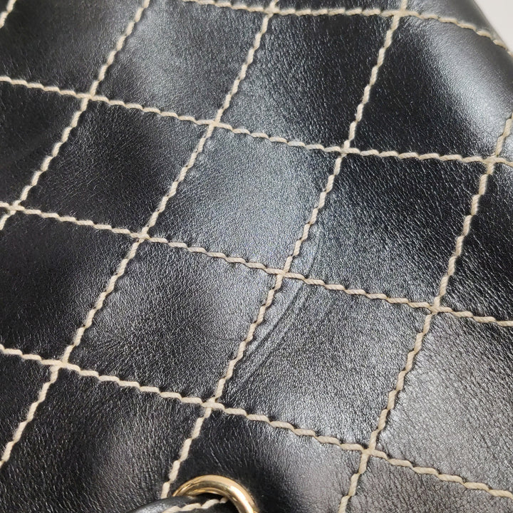 Chanel Wild Stitch Surpique Flap Bag Medium Black Quilted Calfskin Gold Hardware