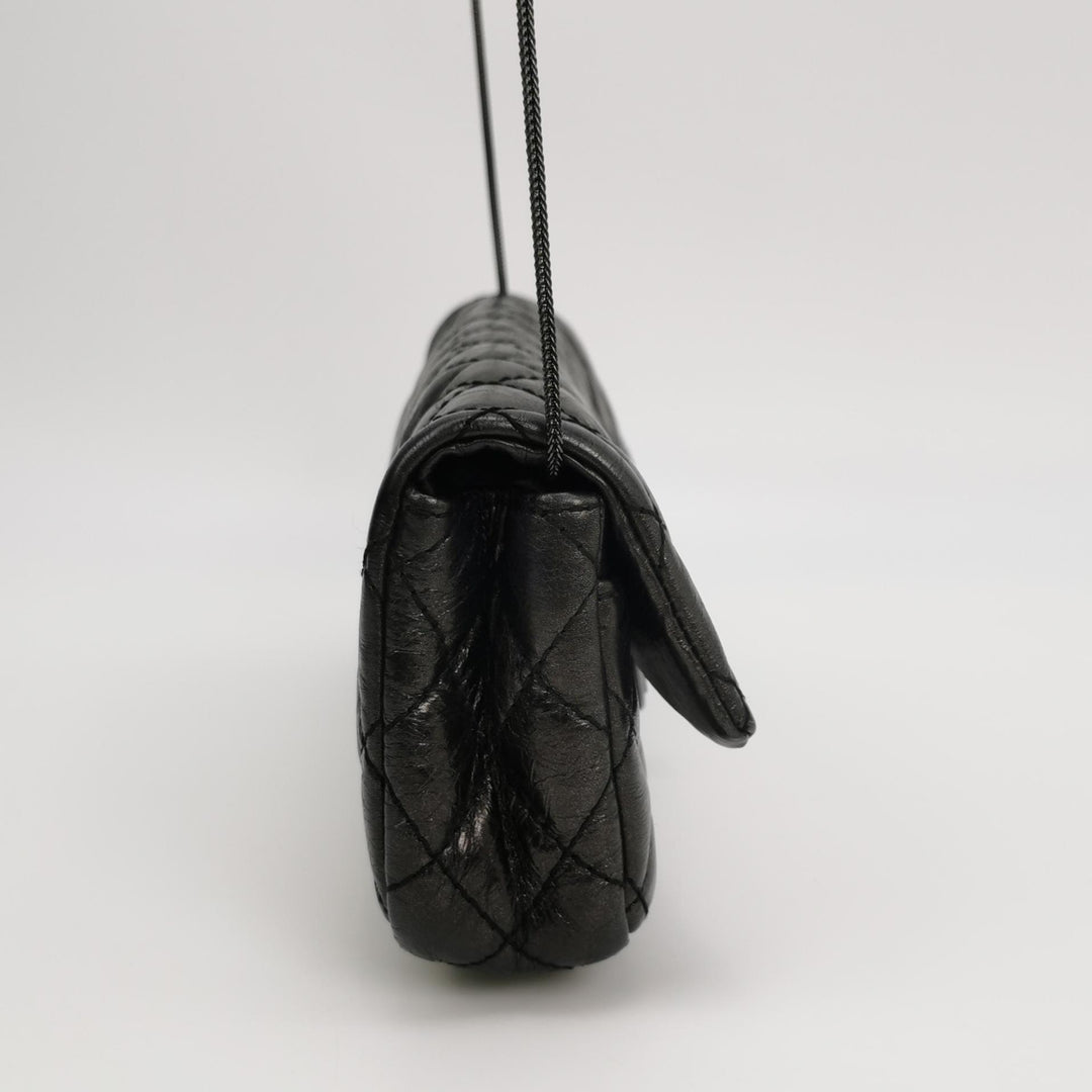 Chanel 2.55 Reissue East-West (E/W) Flap Clutch Bag Medium Metallic Aged Calfskin Dark Grey Silver Hardware
