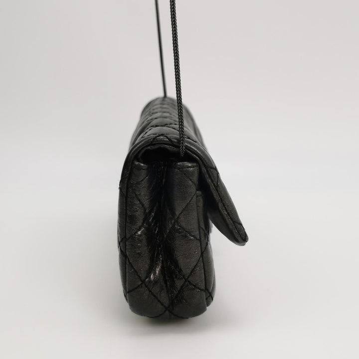 Chanel 2.55 Reissue East-West (E/W) Flap Clutch Bag Medium Metallic Aged Calfskin Dark Grey Silver Hardware