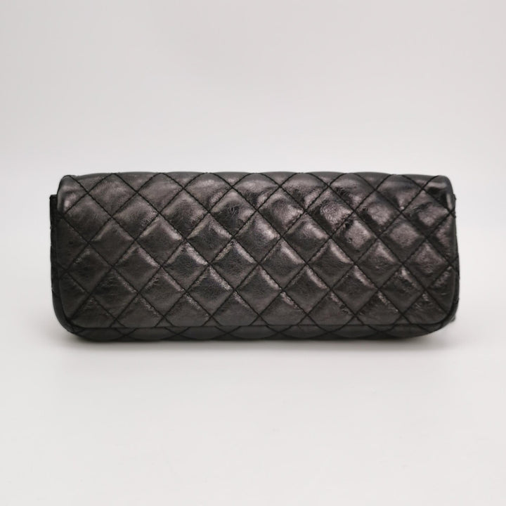 Chanel 2.55 Reissue East-West (E/W) Flap Clutch Bag Medium Metallic Aged Calfskin Dark Grey Silver Hardware