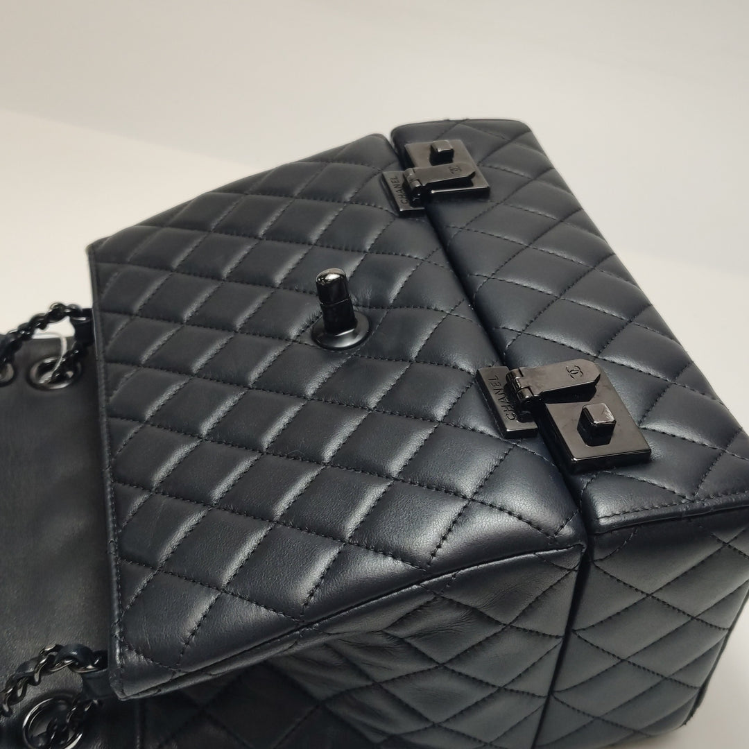 Chanel 2016 Quilted Cockpit Flap Bag Black