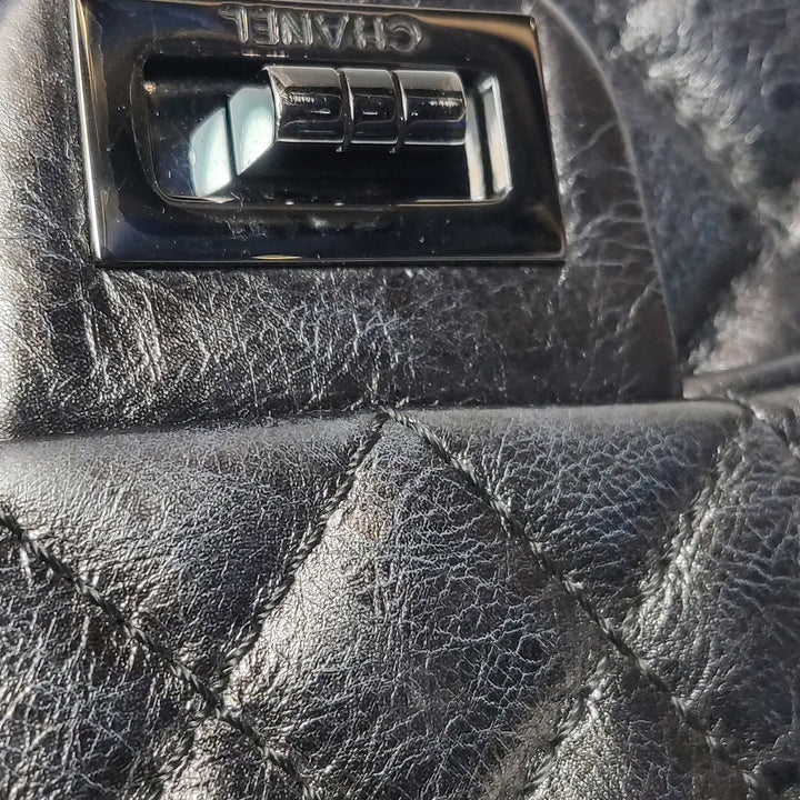Chanel 2.55 Reissue East-West (E/W) Flap Clutch Bag Medium Metallic Aged Calfskin Dark Grey Silver Hardware